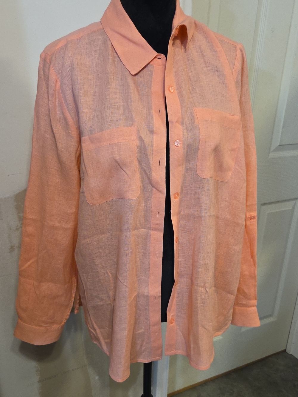 Charter Club Luxury Linen Shirt Top Button-Up Long Sleeve Lightweight Layering